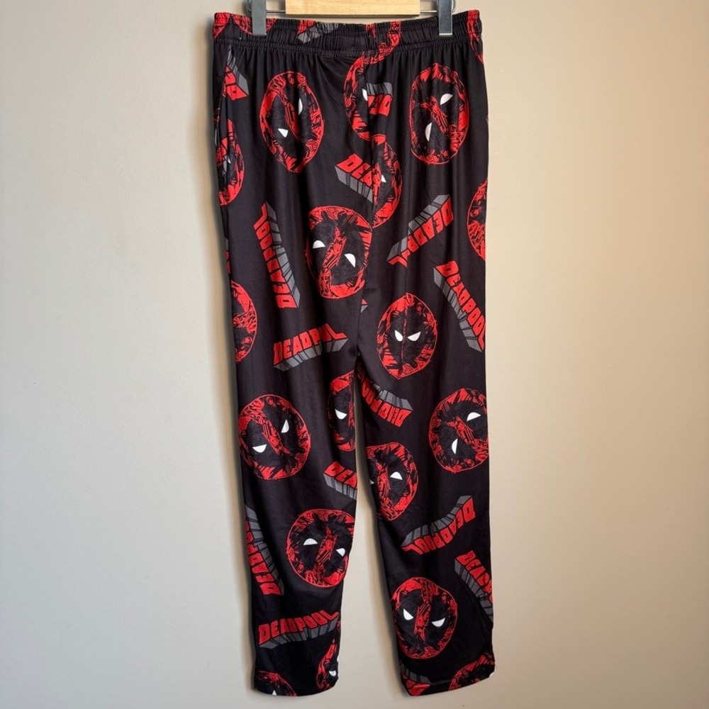 Marvel Deadpool Sleep Pants Black Red Logo Graphic Pajama Bottoms Mens Small - Picture 6 of 12